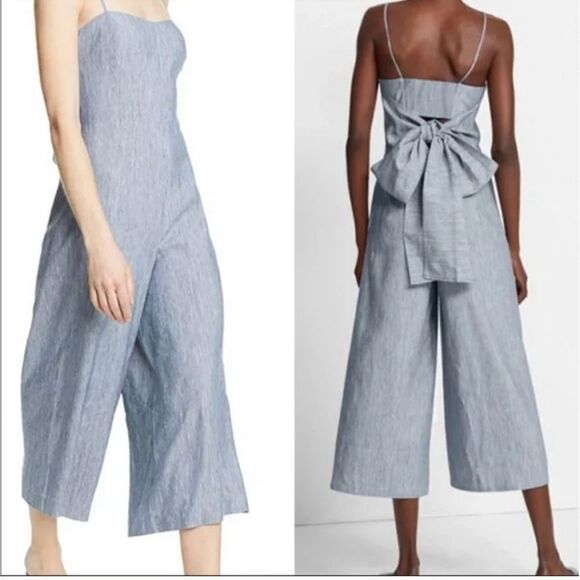 Club Monaco Dalennah Cropped Wide Leg Linen Blend Jumpsuit NWT - Picture 2 of 9